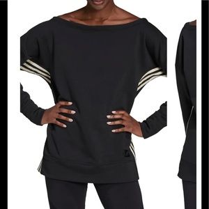 adidas Off the shoulder boat neck three stripe tunic sweatshirt Small Cr…